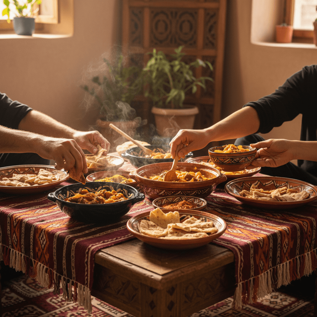 Participant enjoying a meal prepared from foraged and caught food